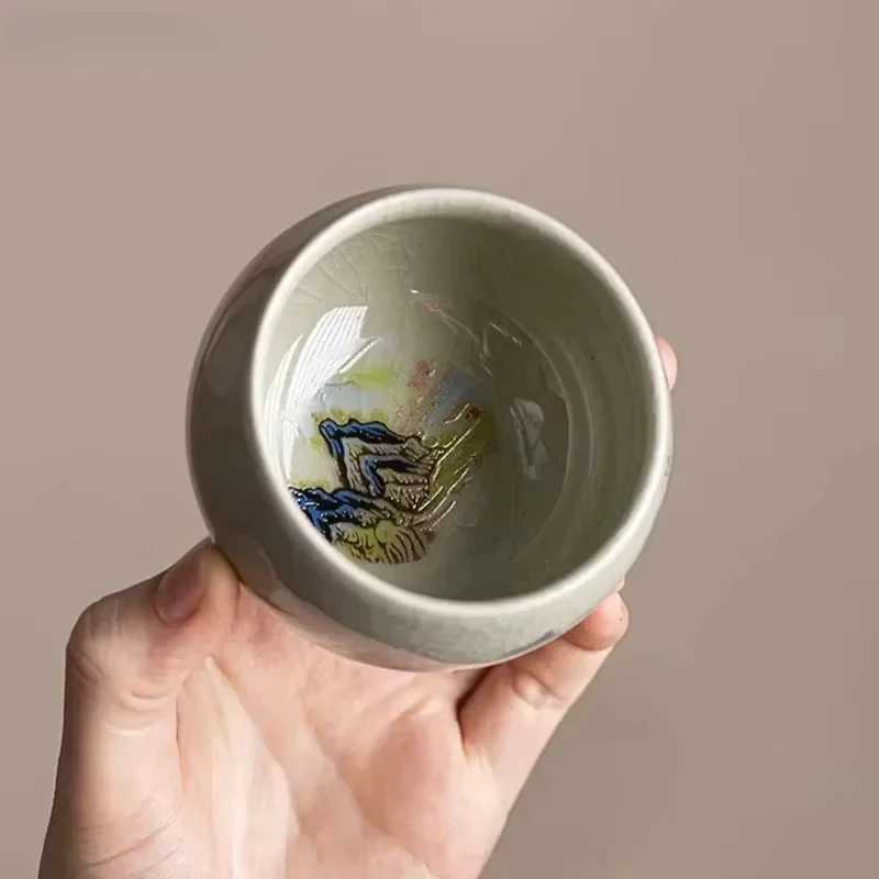 Ice Crack Tea Cup Exquisite Glaze Ceramic Hand-painted Porcelain Master Cup Exquisite Teacup Accessories 1PC C251210