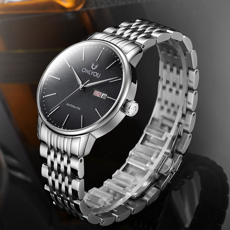 Men's Stainless Steel Waterproof Quartz Watch,Luxury Analog/Digital Dual Display Sports Watch,Casual Business Dress Watch