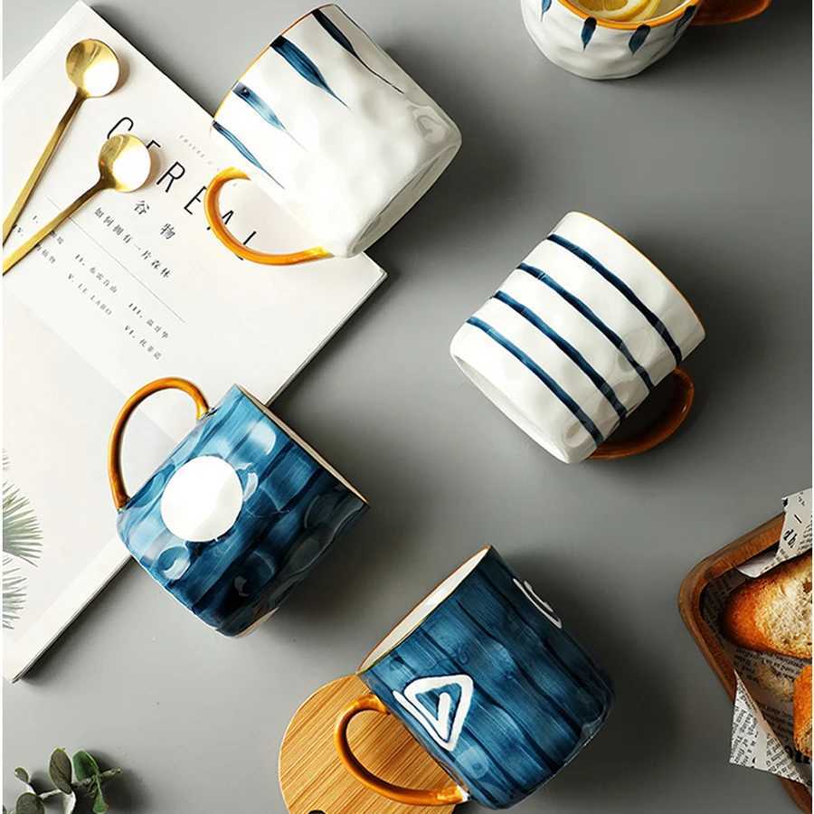YWDL 400ml Bumpy Surface Ceramic Coffee Mug Heat-resisting Milk Oats Breakfast Cup With Handgrip Home Mug Drinkware Japanese C251210