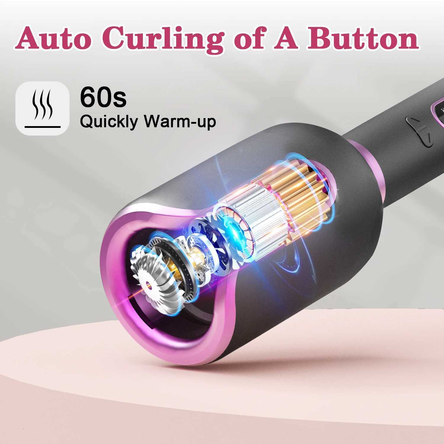 YIBER Rotating Curling Iron Wand Waves Natural Curls Styling Tools Ceramic Curly Automatic Power-Off Hair Curler For Hair CareT251210