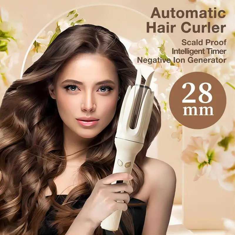 Negative Ion Automatic Rotating Hair Curler 28mm Barrel 4 Temperature Modes Curling Iron Professional Hair Styling ToolT251210