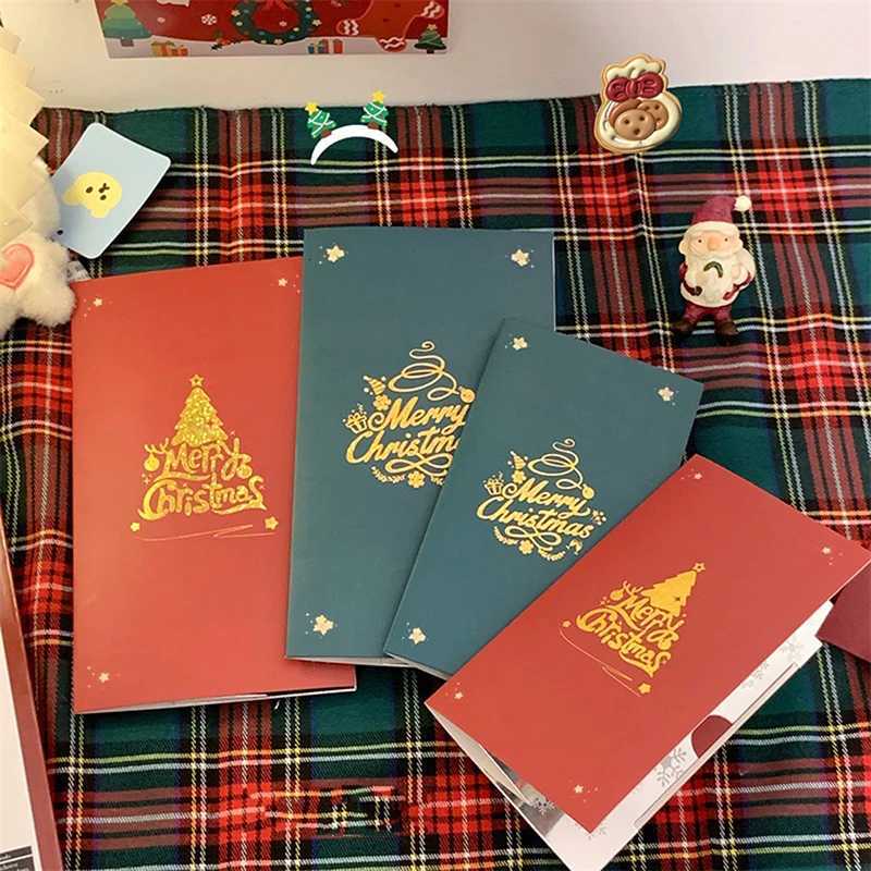3D Up Christmas Card With sic Merry Christmas Greeting Card Handwritten Blessing Invitation Cards Thanksgiving Gifts H251210