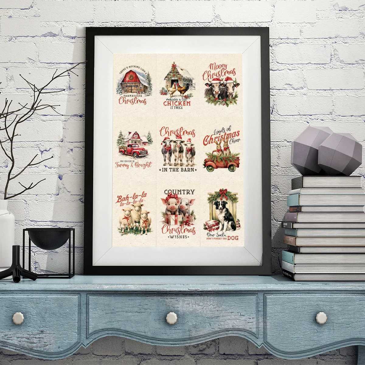12pcs Christmas Farm Postcard SetVintage Christmas Cards GiftWall Collage KitMini Posters for Ro DecorChristmas Supplies H251210