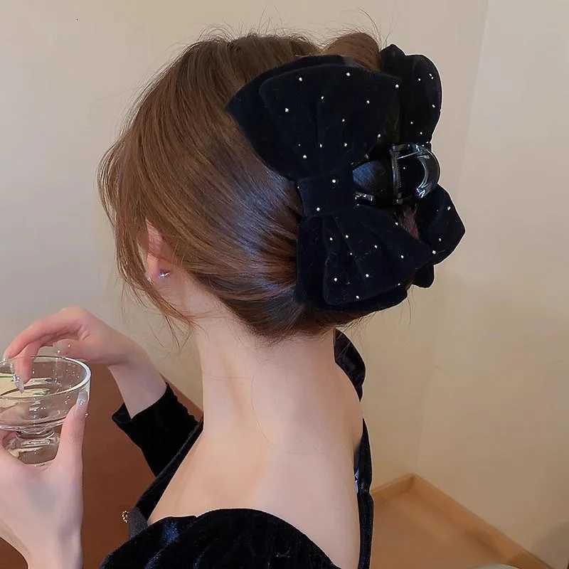 1pc high-end flash diamond bow hair clip for wen new large size shark clip back of the clip hair accory Y251210