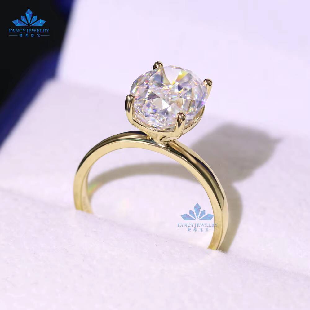 Fancy Custom Solitaire Big 2ct 3carat Gold 14k 18k Engagement Ice Oval Vvs Moissanite Wedding Lab Grown Diamond Ring for Women