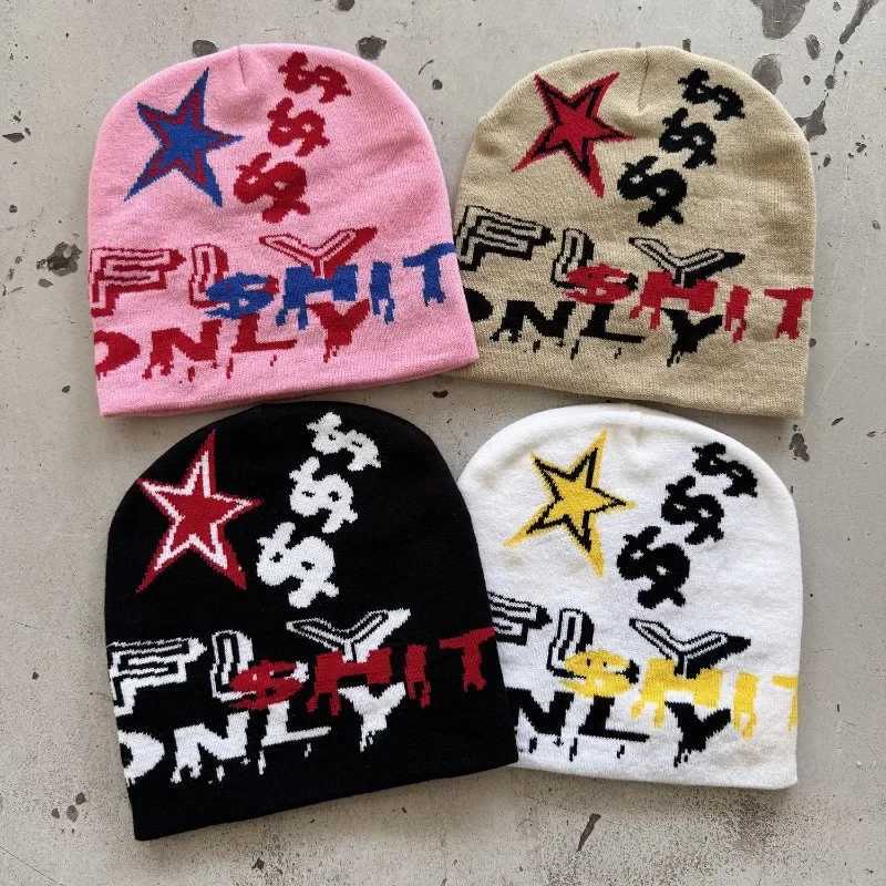 Luxury 1pc Unisex Jacquard beanie Hat with Star PrintCasual and VersatileWarm for Autumn and Winter Outdoor Streetwear Hip-hop Style Y251209