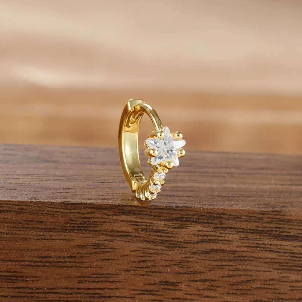 Stainless Steel Small Hoop Earrings Women Gold Color Butterfly Star Leaf Zircon Minimal Earring Cartilage Piercing Jewelry 1PCXJ251210 - view 5