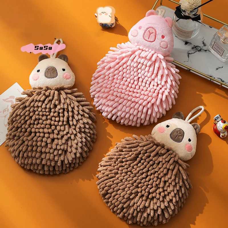 1Pc Capybara Hand Towel Super Absorbent Chenille Cute Kitchen Towel with Hanging Loops Funny Face Bath Towel C251210