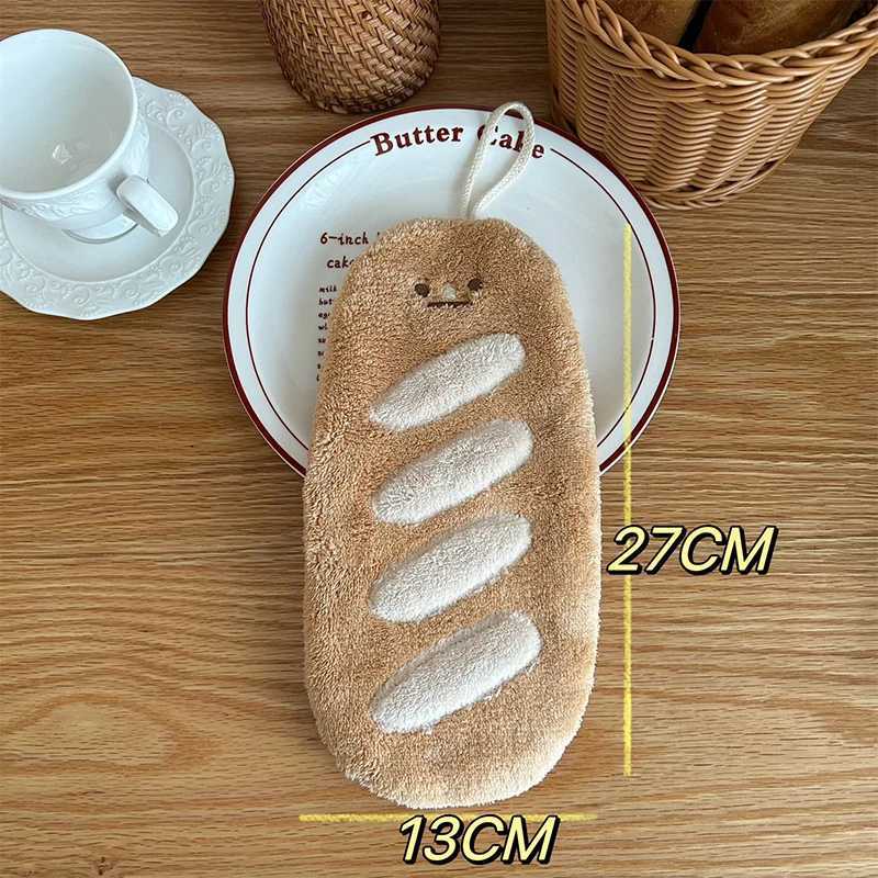 Cartoon Croissant Bread Hanging Hand Towel Coral Velvet Hair Does Not Lose Kitchen Bathroom Absorbent Towels Home Supplies C251210