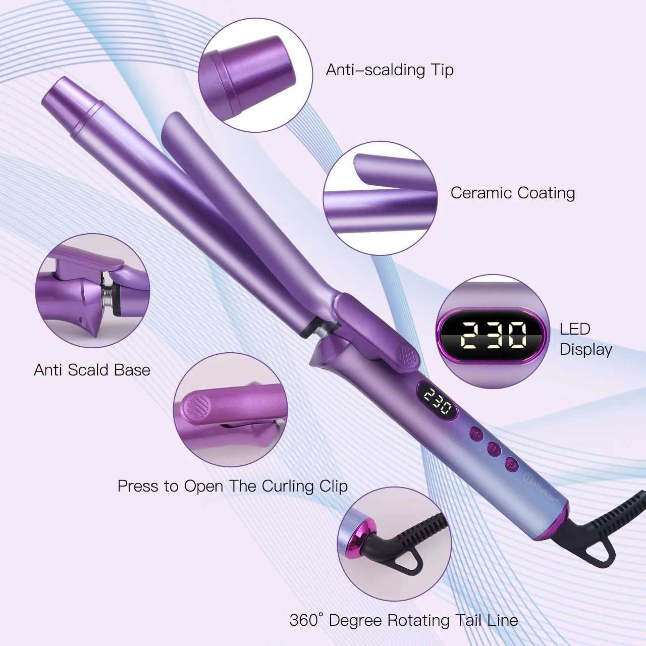 Hatteker Hair Curler Large Volume Does Not Hurt The Hair Perm Negative Ion 25mm Bangs Lasting Syling Electric Curling IronT251210