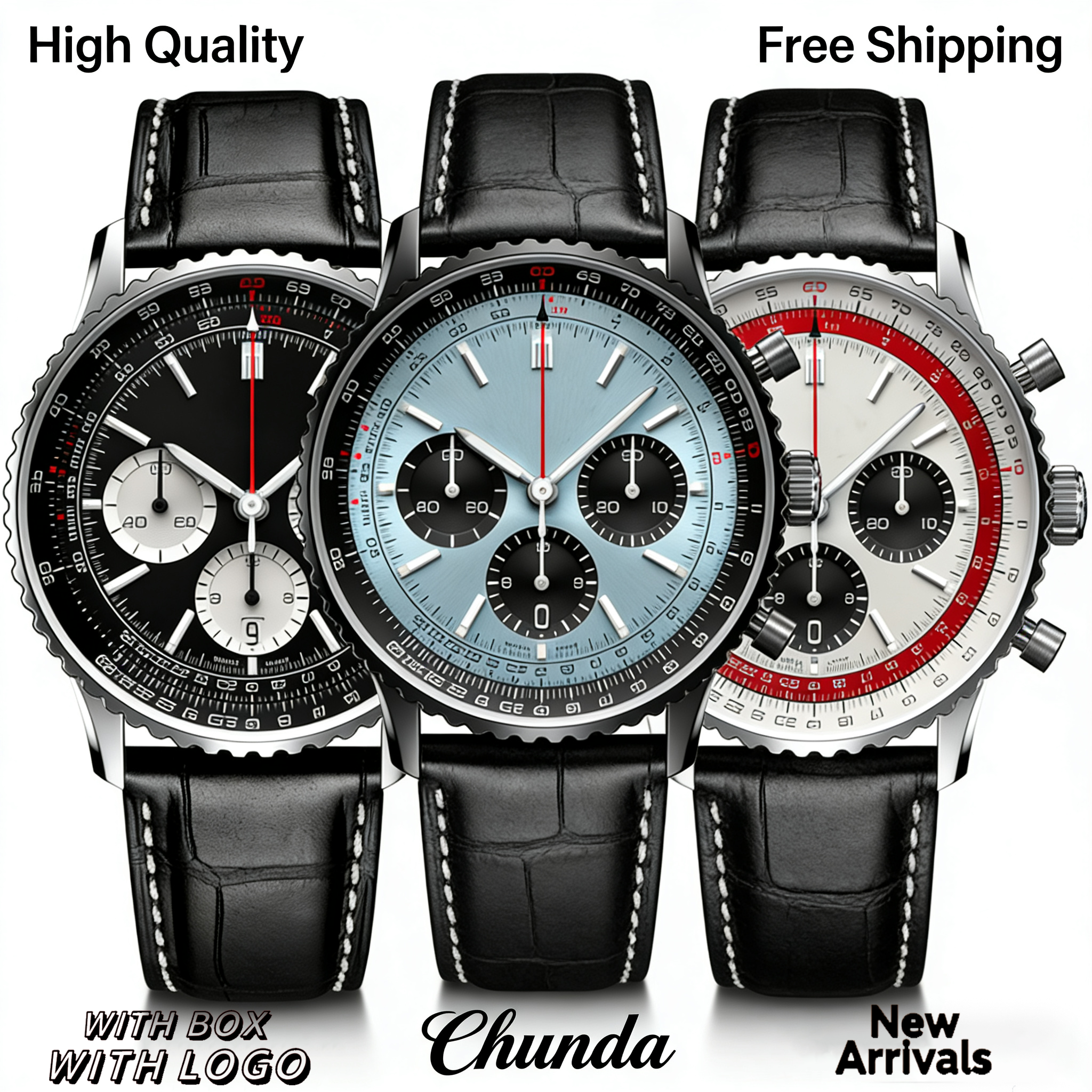 2026 10A Quality Breitllngity Watch Designer Elegant Chronograph Mens Timepiece Stainless Steel Case Leather Band Luxury Men's Wristwatch