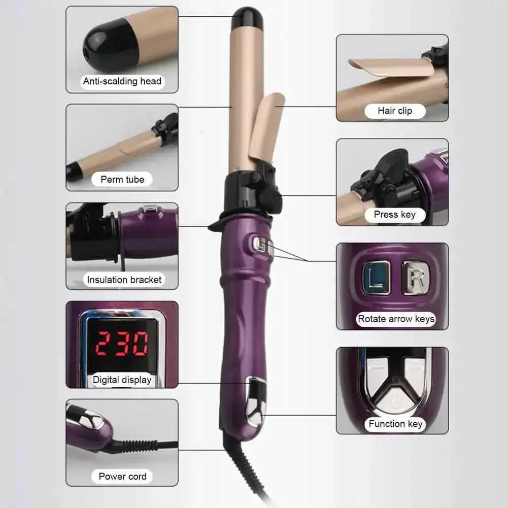 Fully Automatic Rotating Curling Iron 28mm Ceramic Barrel Curling Wand for Big Waves and Easy Hair StylingT251210
