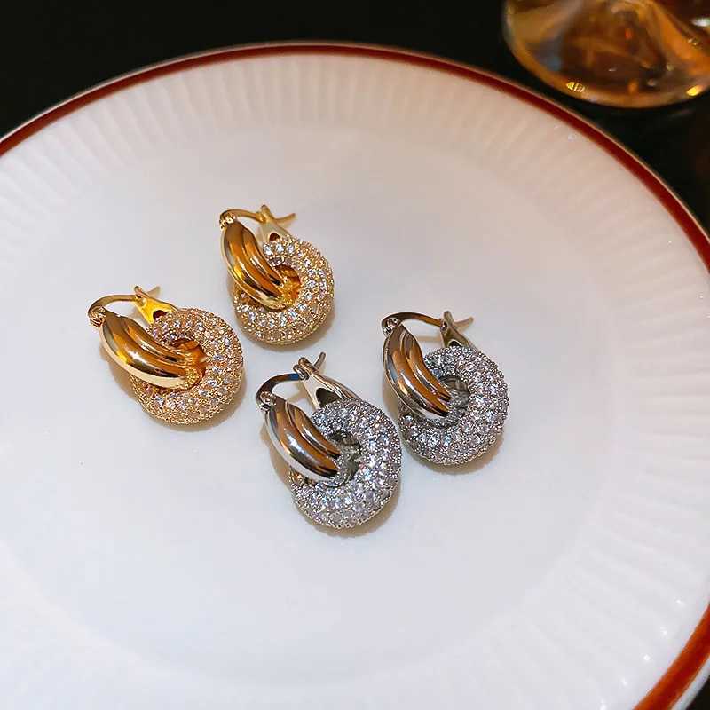 Fashion Shiny Zircon Circle Round Stud Earring for Wen Stainl Steel Gold Color Geetric Hie Ear Buckle Earrings Jewelry Y251210