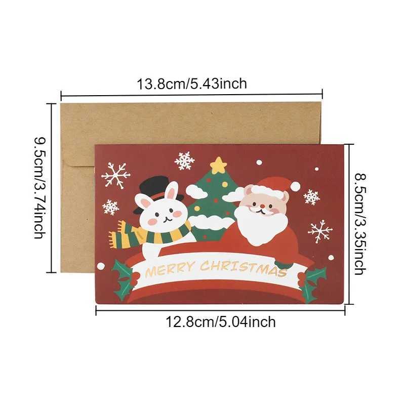 10PCS Christmas cartoon greeting card gift decoration card Christmas thank you greeting card with envelope rand style H251210