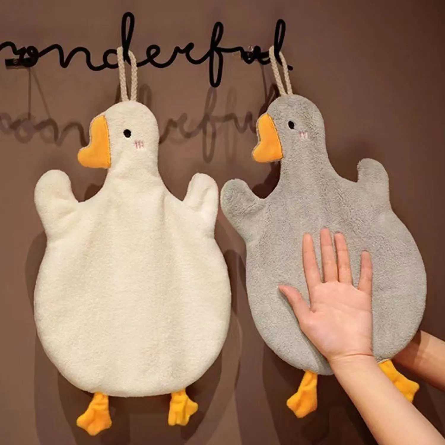 Cute Hand Towel Kitchen Bathroom and Toilet Hand Towel Hanging Type with Super Water Absorption Quick Drying Cartoon Goose C251210