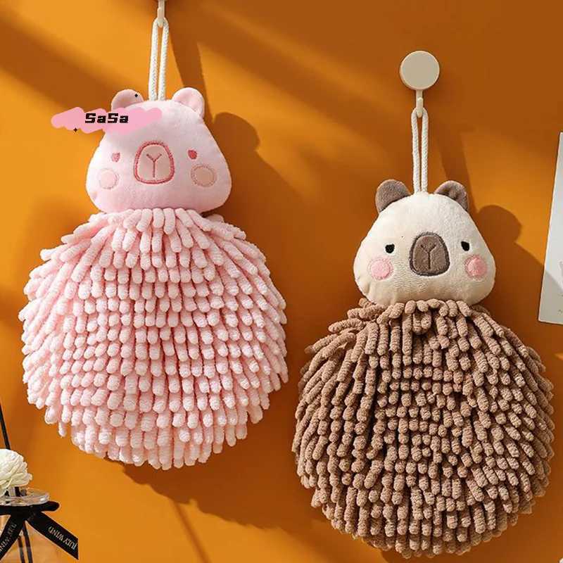 1Pc Capybara Hand Towel Super Absorbent Chenille Cute Kitchen Towel with Hanging Loops Funny Face Bath Towel C251210