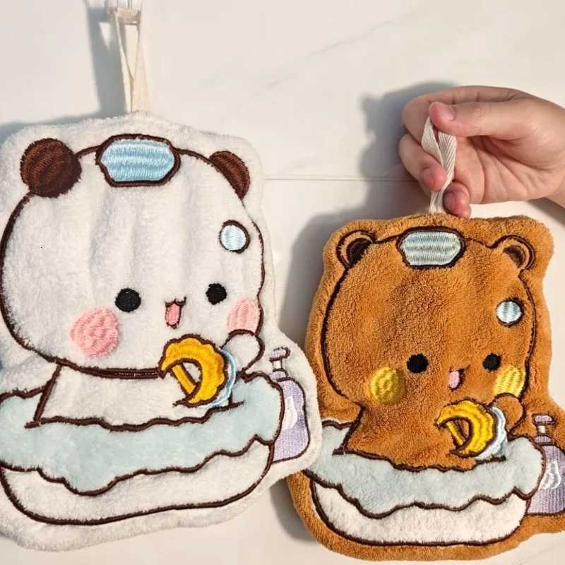 Soft Panda Bubu Dudu Hand Towel Double Layer Thick Absorbent Coral Fleece Hanging Towel Cute Bear Cartoon Towel for Home Towel C251210