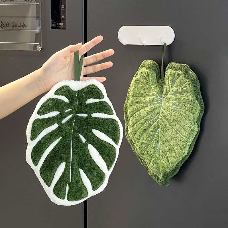 Coral Fleece Washing Hands Towel Creative Tropical Monstera Plants Leaves Hand Towels Cleaning Rag Handkerchief Super Absorbent C251210