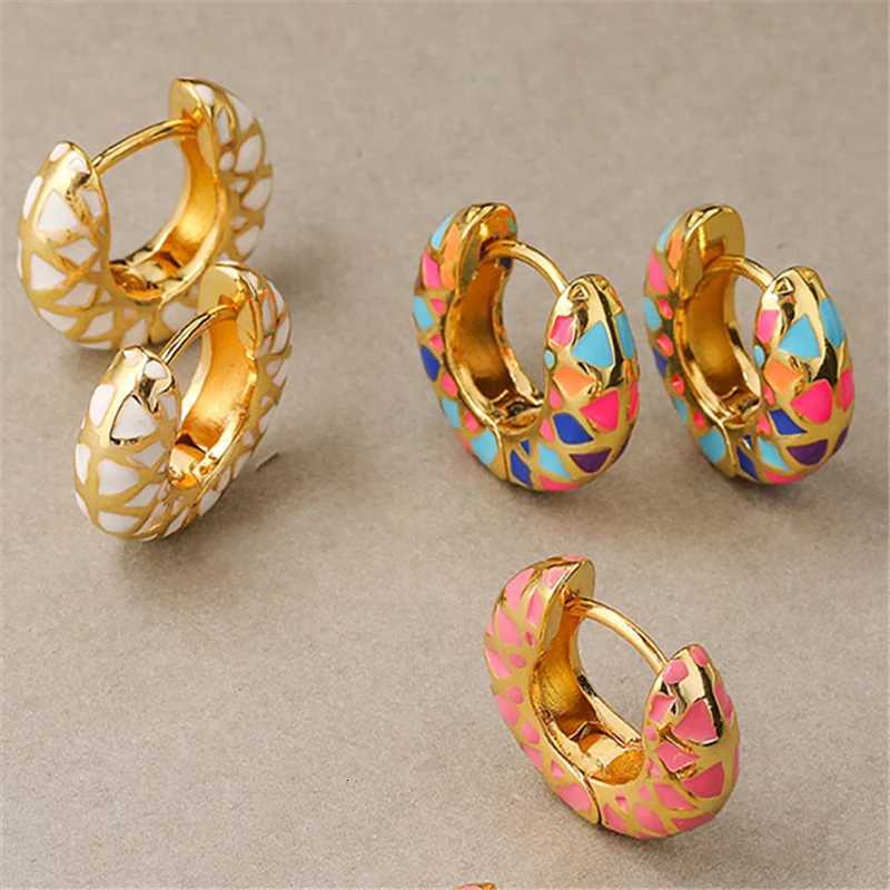 HECHENGColorf Enamel Geetric Round Circle Hoop Earrings for Wen Vintage Ear Buckle Hie Earring Statement Jewelry Y251210