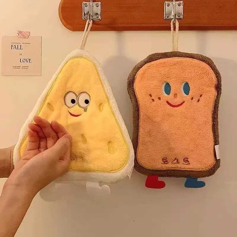 Hanging Hand Towels Cute Food-Shaped Toast/Doughnut/Cheese Super Absorbent Soft Washcloths Gifts for Women C251210