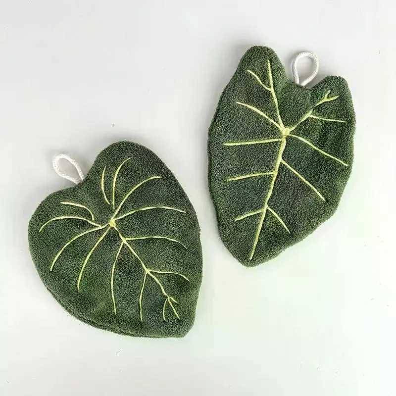 Soft Double-layer Leaf Style Hand Towel Thickened Absorbent Hanging Hand Cloth Speed Dry Handkerchief Rag C251210