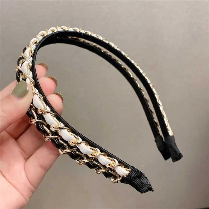 Leather Solid Color Knotted Haiand knitting Hair Hoop Bow band Wen Girls Retro makeup Hair Accories Y251210