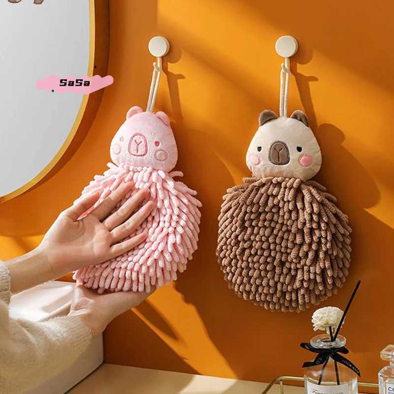 1Pc Capybara Hand Towel Super Absorbent Chenille Cute Kitchen Towel with Hanging Loops Funny Face Bath Towel C251210