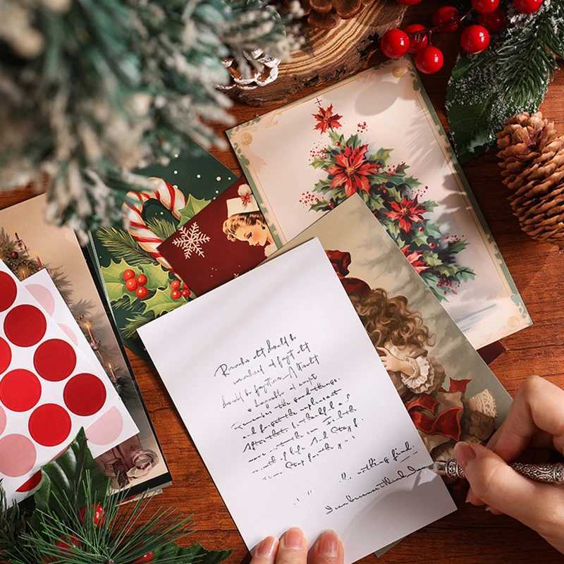 Christmas Cards Festival Holiday Greeting Cards Retro Illustrations Postcard DIY Christmas Scene Background Wall Decorations ZYF H251210