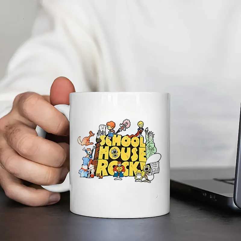 1pc SCHOOLHOUSE ROCK White Ceramic Funny Mug Summer and Winter Drinking Mug Perfect Birthday Christmas and New Year Gift C251210