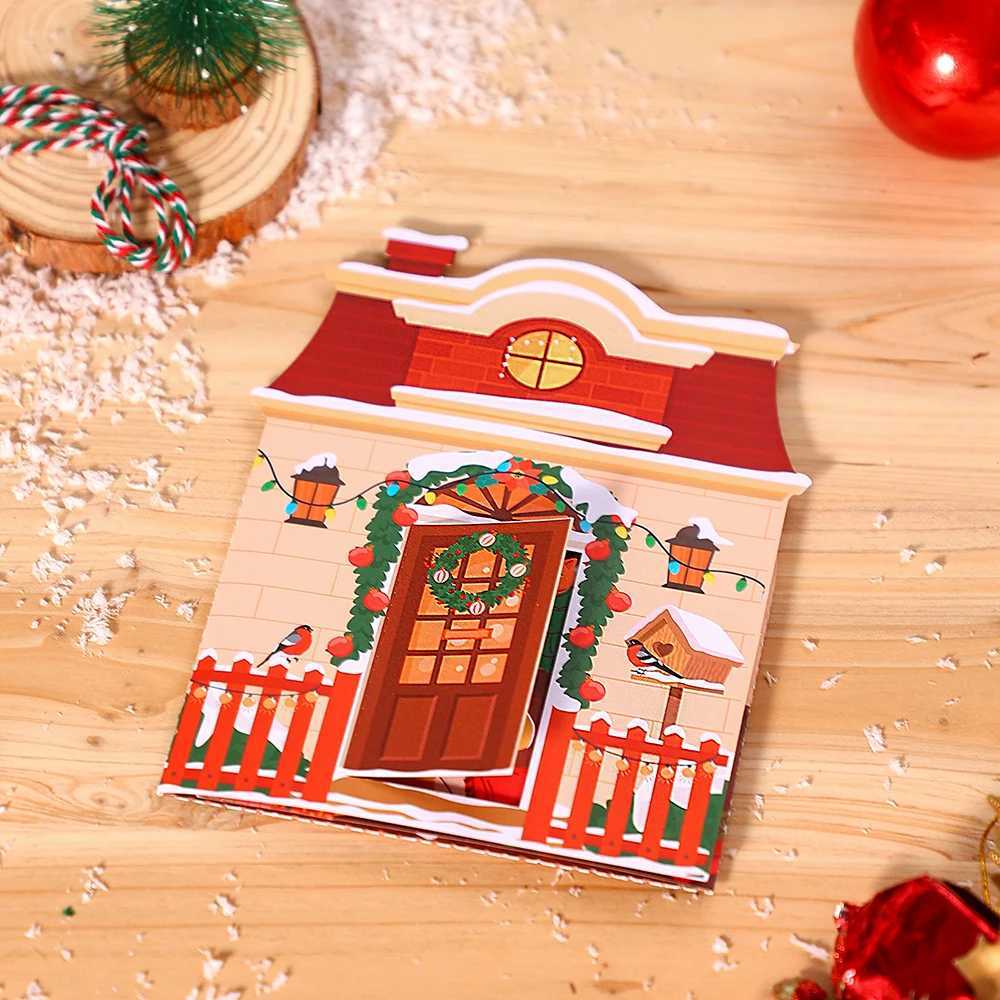 Cat Xmas Party Greeting Cards Christmas TreeThree-dimensional Up Card With Envelope 3D Postcard Holiday Supplies H251210