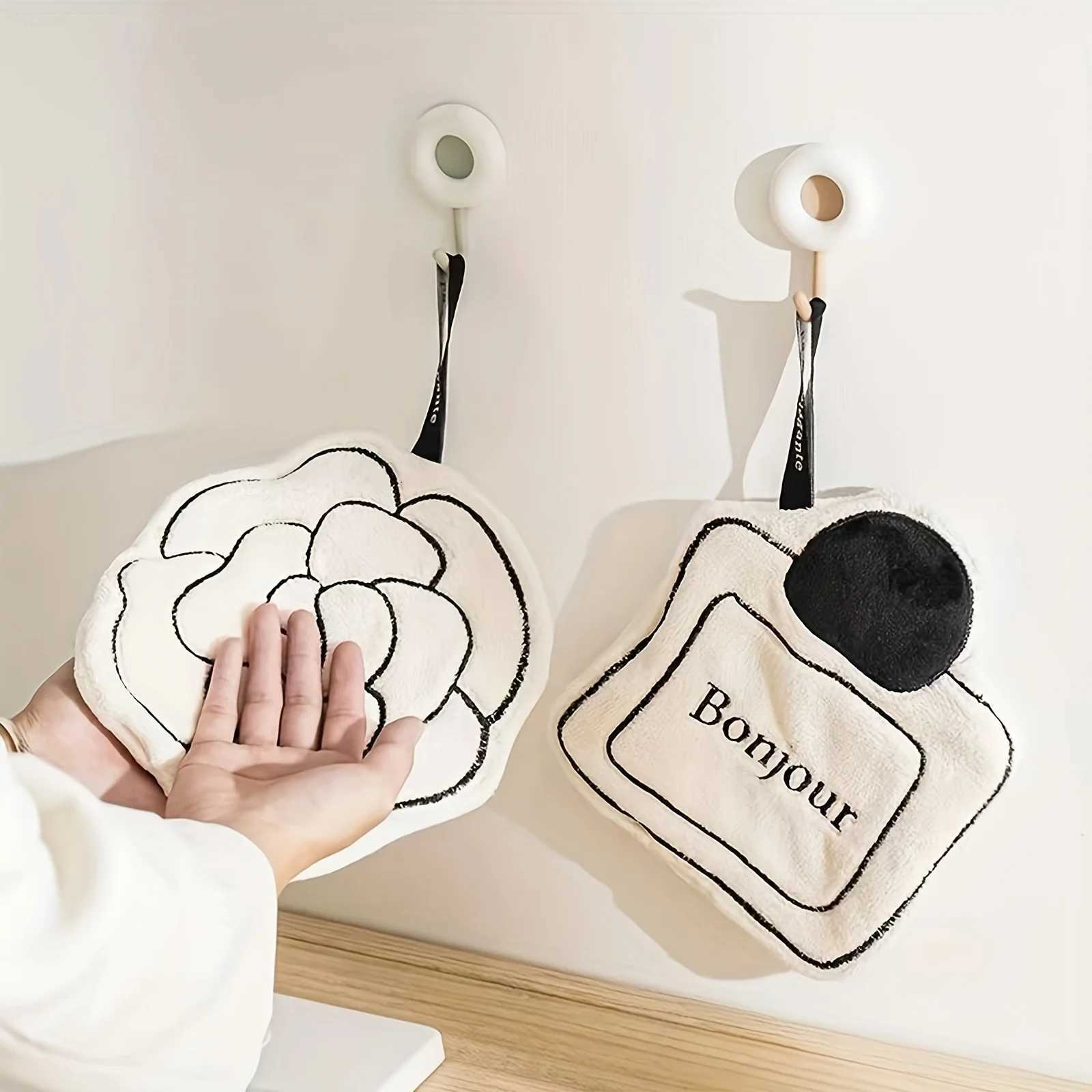 luxury 9pcs Hanging Hand Towels-Camellia Ultra Absorbent Hand Wash Only Quick Drying Thick and Soft Polyester Kitchen Bathroom Decor C251210