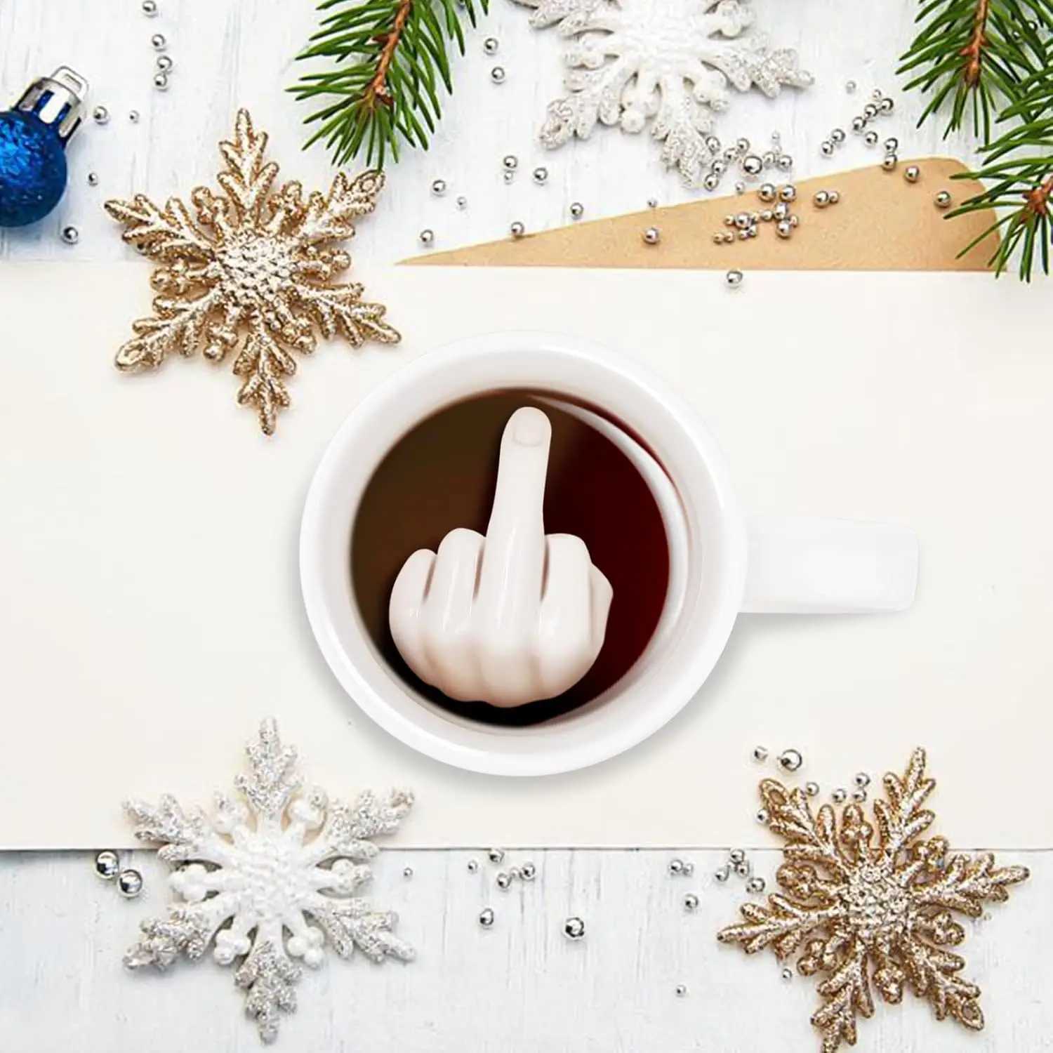 Middle Ceramic Mug Finger Cup Coffee Mug 3D Funny Women Men Water Tea Cup with Handle for Party April Fools Day Christmas Gift C251210