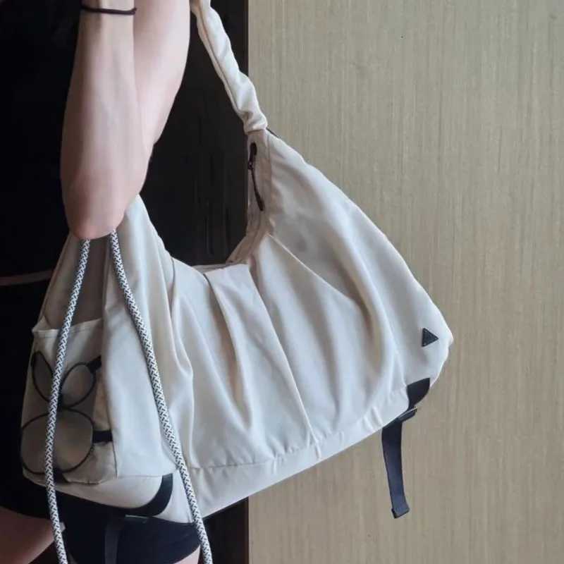 JIAERDI Beige Large Capacity Sle Tote Bag Wen Lightweight Sporty Gym Bag Ladies Outdoor Short Trip Casual Shoder Bags 2025 Y251209