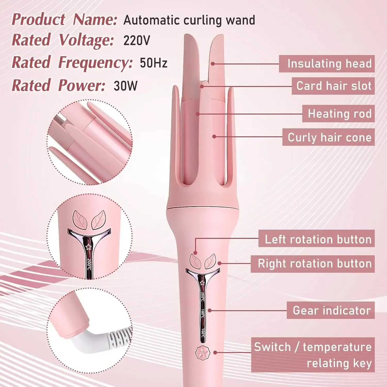 Automatic 32mm Big Roll Curling Iron - Anion Ceramic Hair Curler with 4-Speed Adjustable Settings Fast Heating Fashion StylinT251210