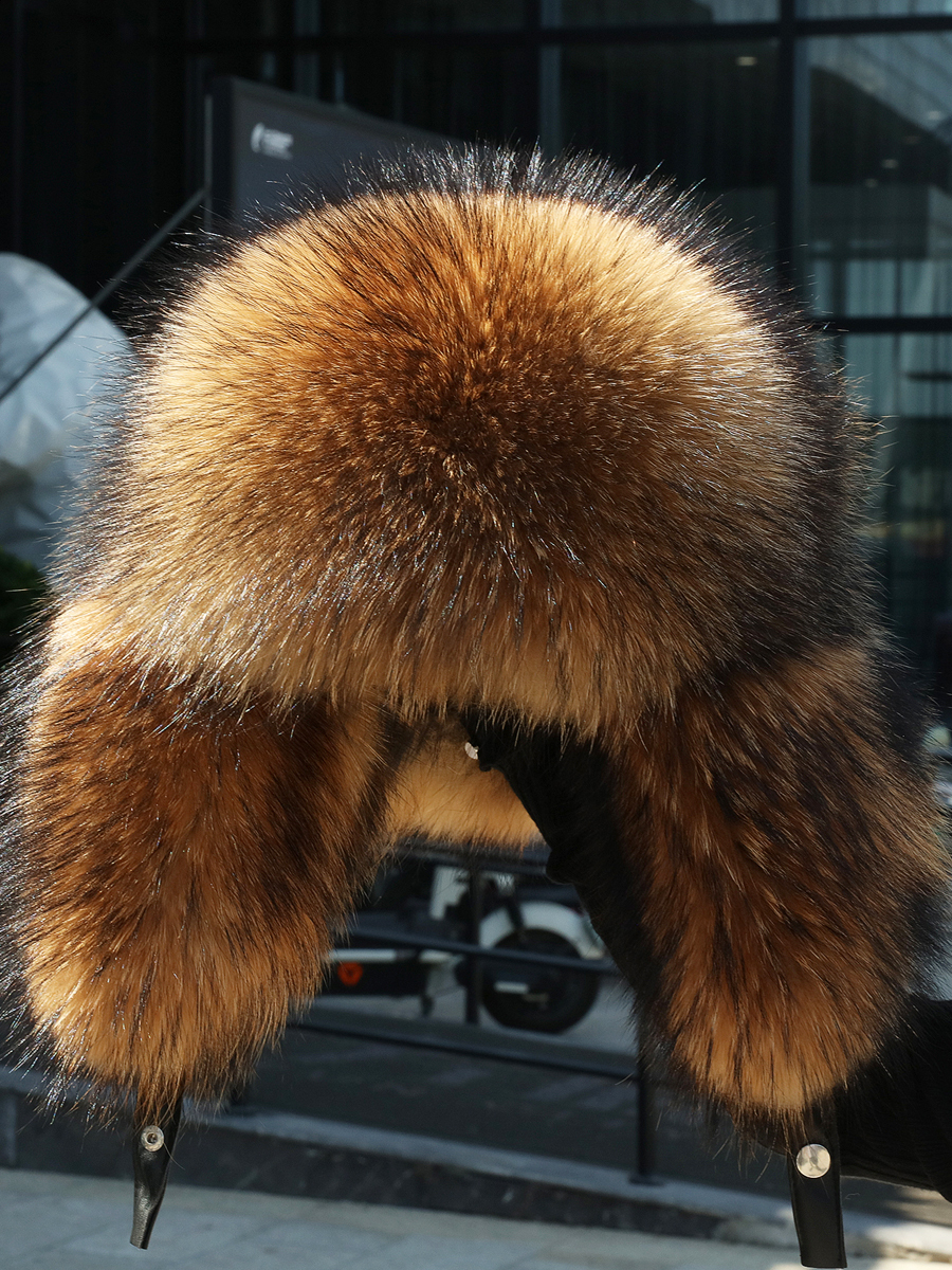 Full Fur Fox Fur Hat Unisex Style Hat Lei Feng Hat Northeast Winter Ear Protection Warm Whole Fox Raccoon Fur