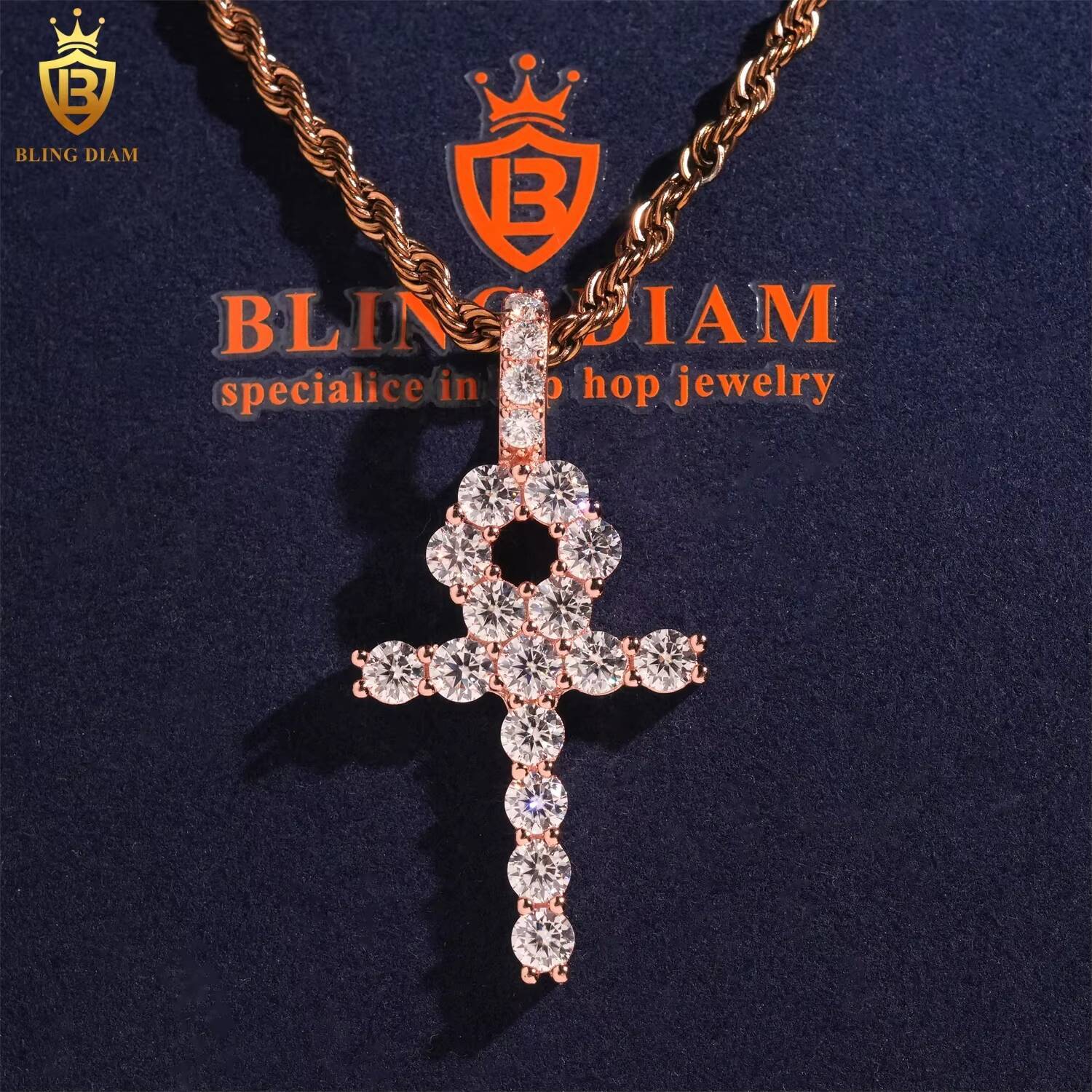 Wholesale Price 925 Sterling Silver Iced Out Custom VVS Moissanite Cross Pendant