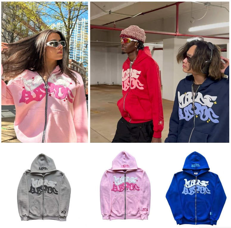 Men's Hoodies & Sweatshirts European and American Street Hip-Hop Style Letter Printed Cardigan Zipper Hoodie, Teenagers' Casual Jacket