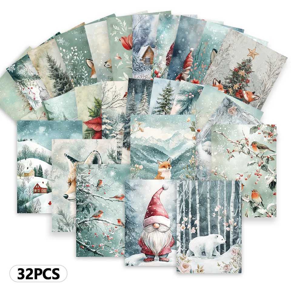 32pcs Forest Christmas Snowflake Fox Postcards Cheap Bedro Decor Thick Cardstock High Definition Printing Gift Collection H251210