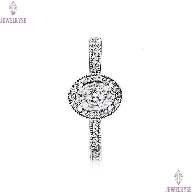 Oval CZ Diamond Vintage Ring Authentic 925 Silver Luxury RING set Women Girls Wedding Rings Gift Jewelry Crystal Stacking rings with Retail Box Wholes