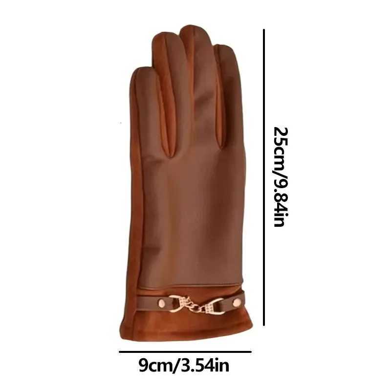 Winter Warm Suede Leather Plus Veet Keep Warm Chain Gs Fashion Elegant Touch Screen Soft Cycling Windproof Mittens Y251210