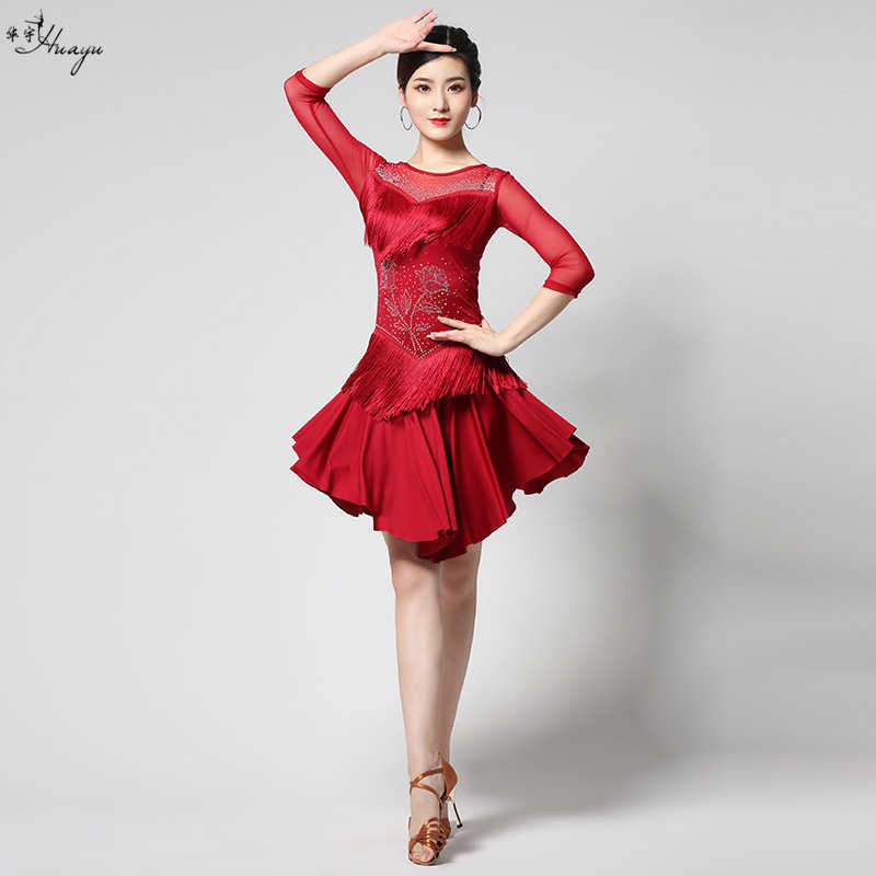 2025 new model Latin dance milk silk dress - sexy performance group costume with rose-shaped glittering diamonds patternc S251210