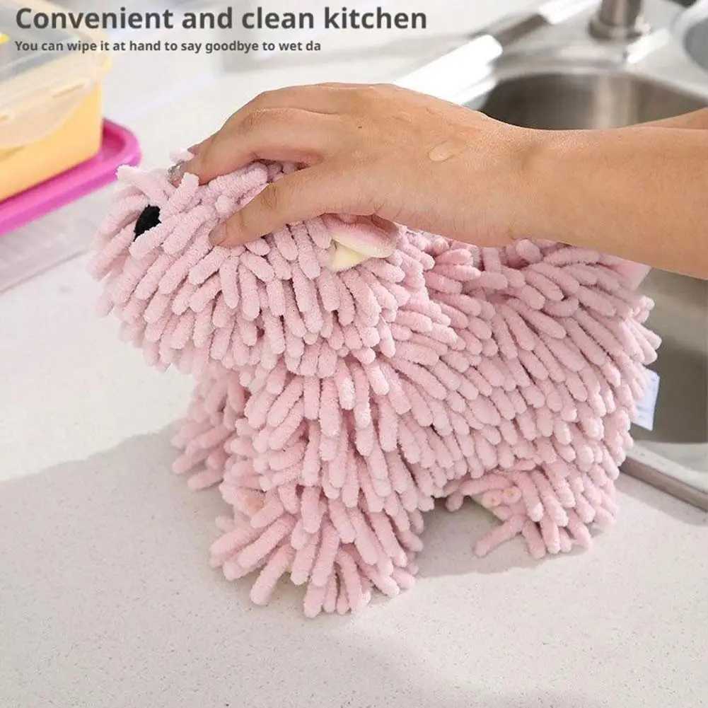 Cartoon Animal Hand Towel Cute Hanging Puppy Chenille Fabric Quick Drying Soft Skin Friendly Home Bathroom Decor Reusable Tools C251210