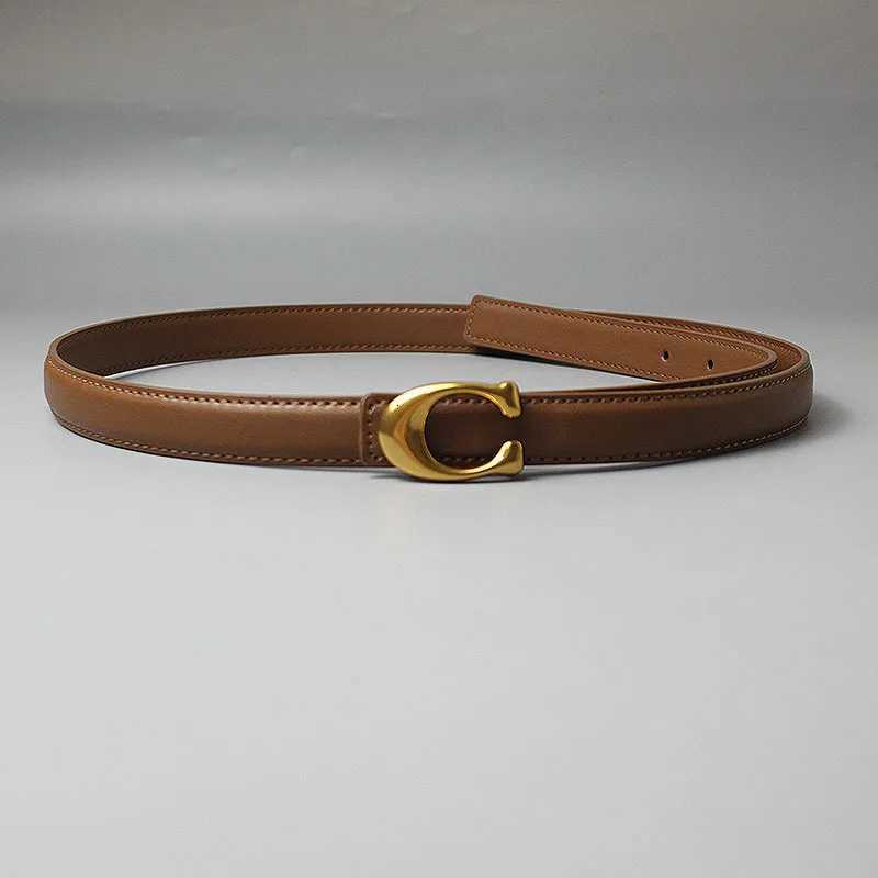 Luxury Elegant Womens Leather Belt - 3D Letter Buckle Soft Cowhide Versatile Styling for Pants Dresses Classic New Arrival Y251210