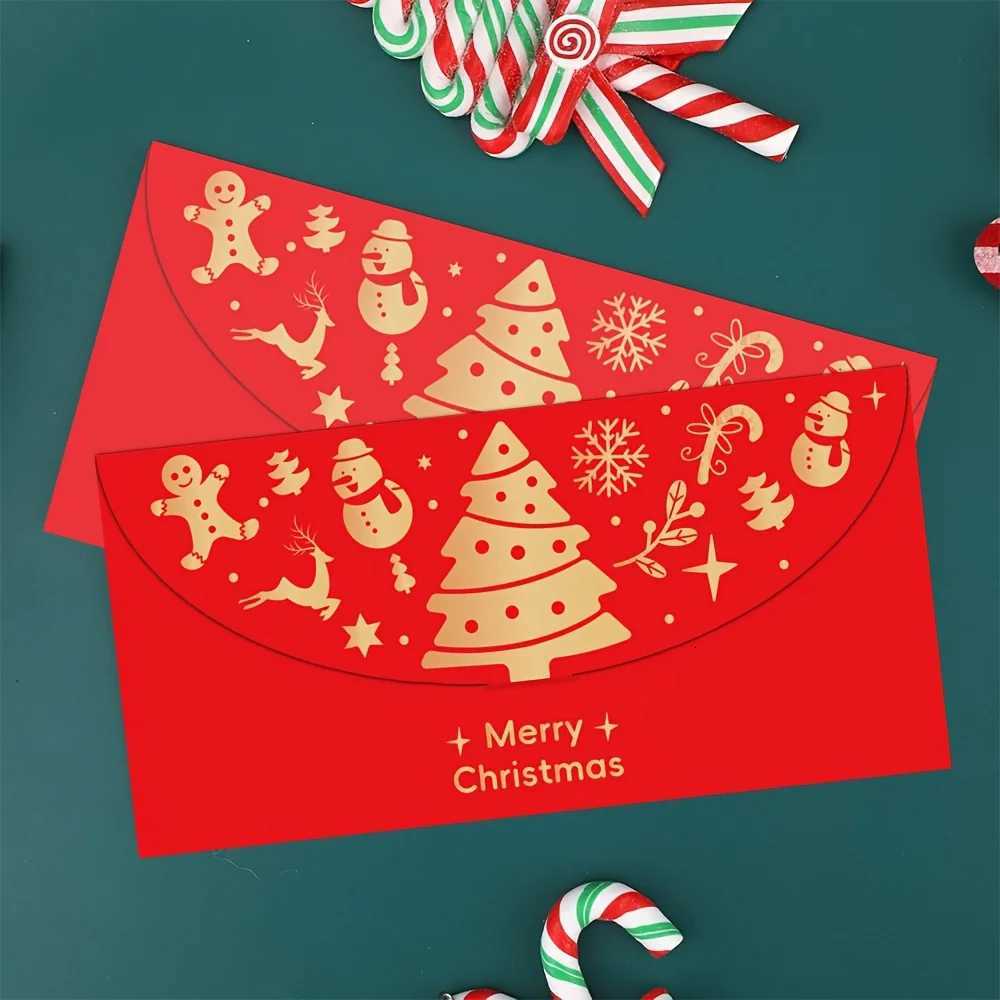 5/10pcs Bk Golden Foil Red Cash Envelopes - Self-Sealing Money Holders with Laser-Cut Edges Greek Key/Trefoil Patterns H251210