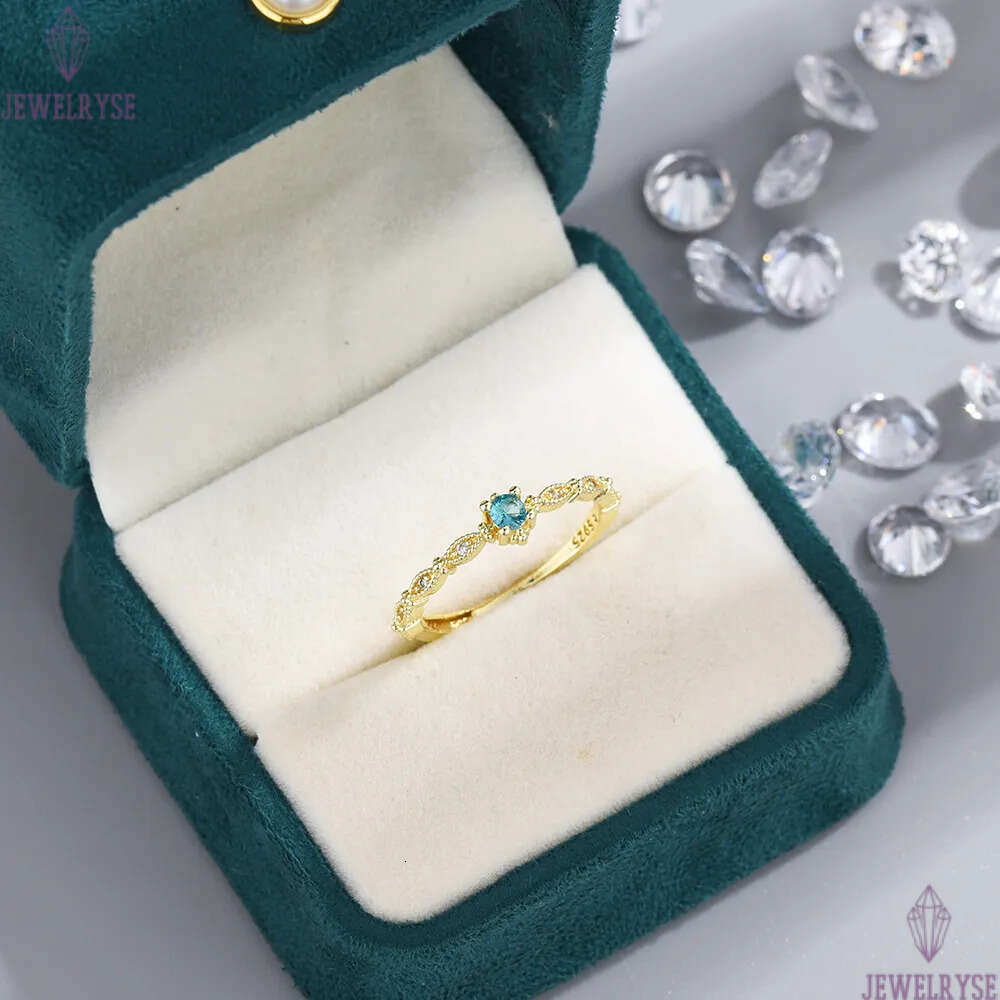 4mm slim nature blue diamond designer ring for women girls ins fashion silver gold shine crystal cz zircon lovely engagement rings jewelry gift size a