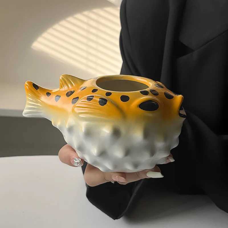Creative Hawaii Tiki Ceramic Cup Personzed Bar Animal Cocktail Cup Tiki Cup Cute Pufferfish Tiki Mug Party Cocktail Glass C251210