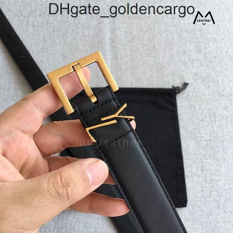 Luxury designer belt for womens real leather cowhide width 3cm 2cm mens designer belt bronze buckle black belt yslbelt YSLlies SAINTlies LAURENTlies BIW0