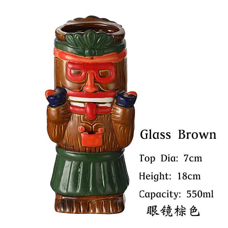 1PCS Tiki Mugs Ceramic Hawaiian Tiki Drinkware Cute Exotic Cocktail Glasses Tiki Bar C251210