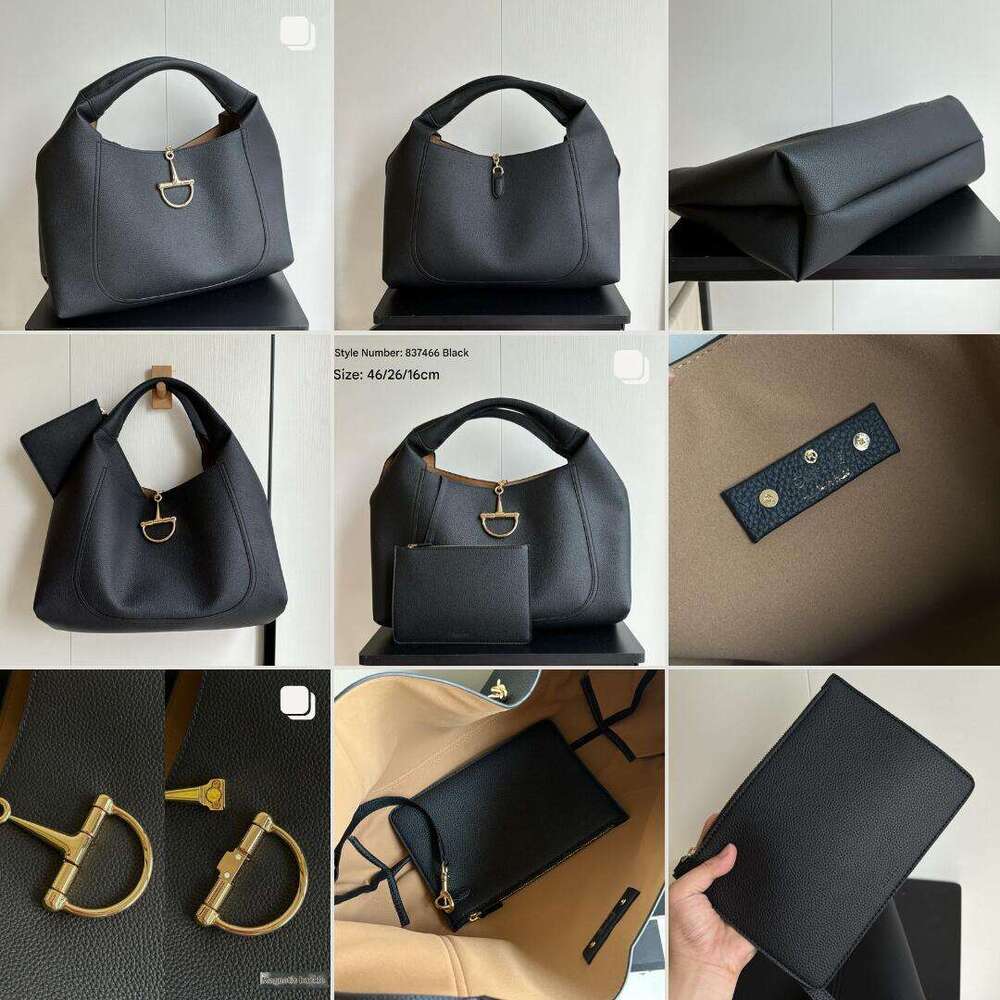 Real Genuine Leather Hobo Bag for Women Luxury Designer Top Layer Cowhide Shoulder Tote Large Capacity Slouchy Handbag with Pouch 46/27.5CM 2Size 837466 837467