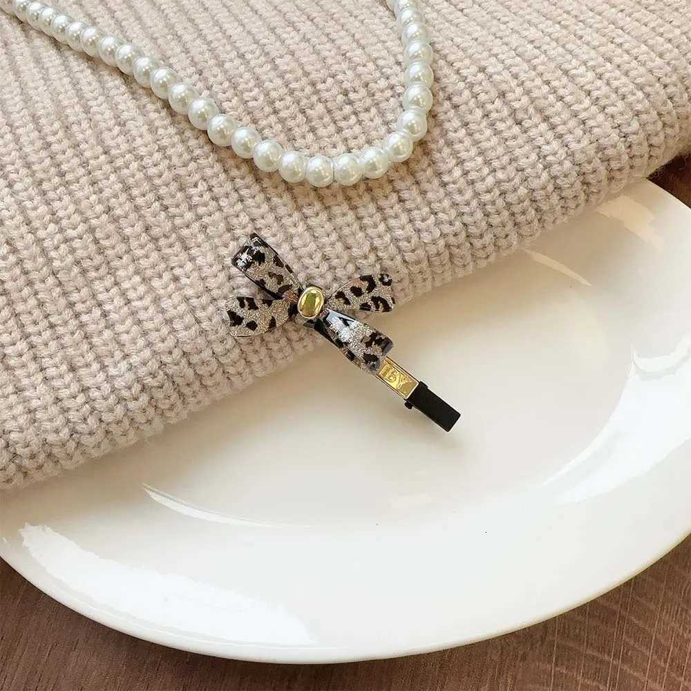 Stylish Korean High-End Leopard Print Bow Hair Clip Acrylic Side Duck Mouth BB Hairpin for Wen And Girls Fashion Accory Y251210